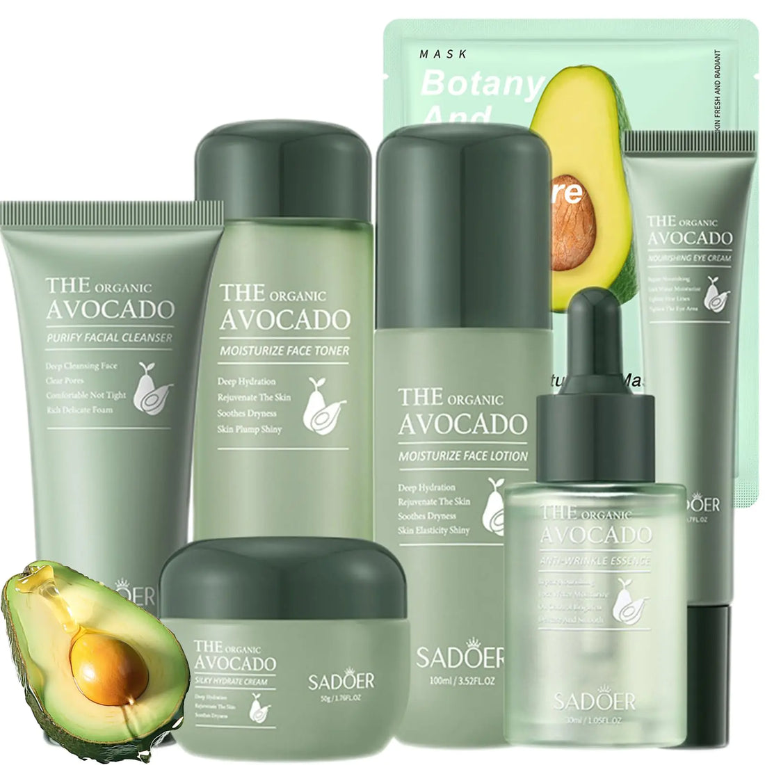 Avocado Skin Care Set 11-In-1 Anti-Aging Gift Kit