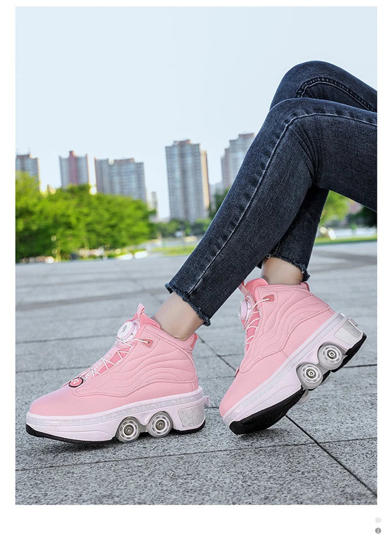 Unisex Automatic Retractable Roller Skates High Sneakers