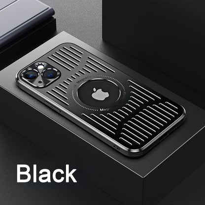 16 Pro Luxury Metal Magnetic Cooling Phone Case for iPhone 16Pro 15Pro Max 14 plus 13Pro Max 13Pro 12 Back Cover Hollow Case