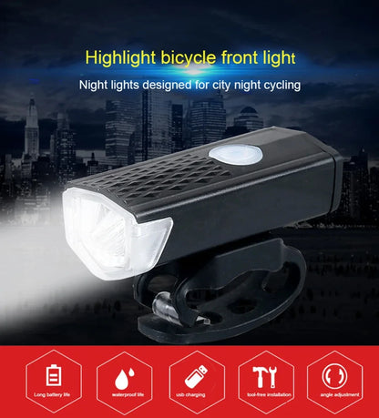 USB Rechargeable Bike Light Set Front Rear Cycling Lamps