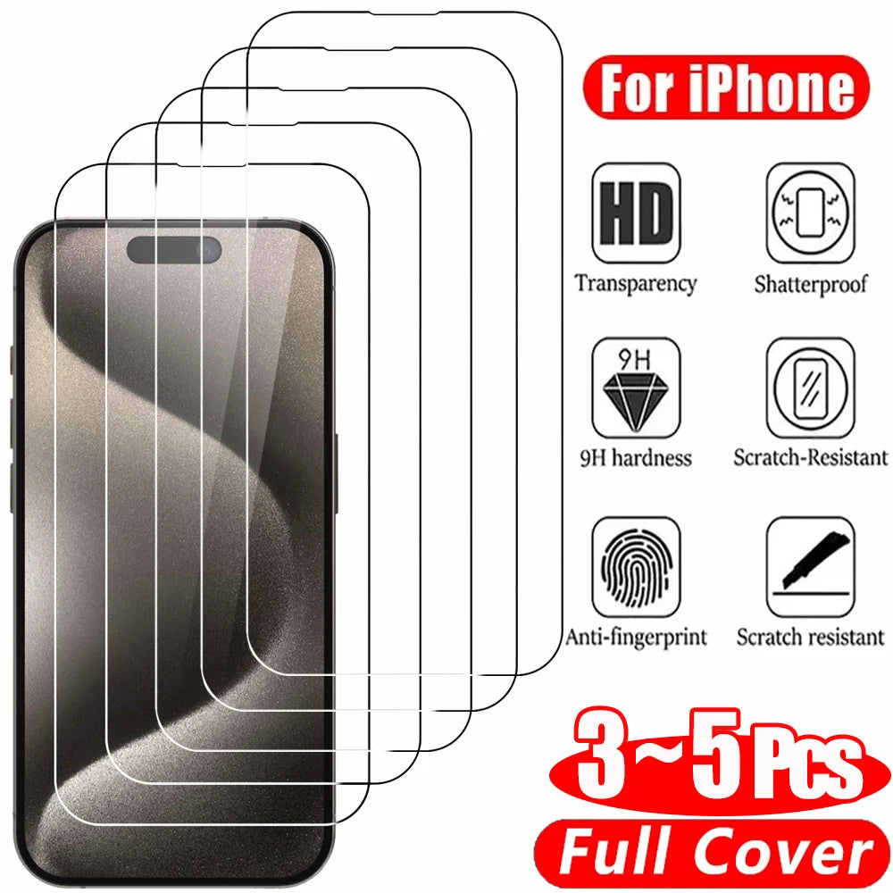 Clear Glass Film For iPhone 15 16 Pro Max Protector