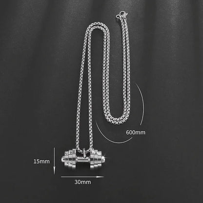 Titanium Steel Dumbbell Pendant Necklace for Muscular Men