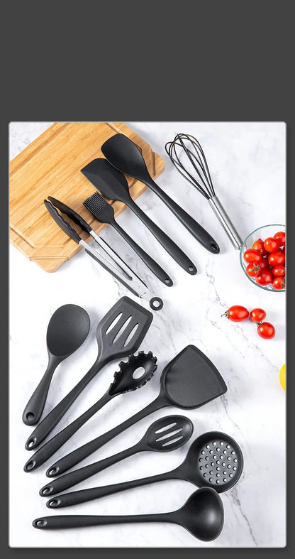 New Non-Stick Black Silicone Kitchen Utensils Set