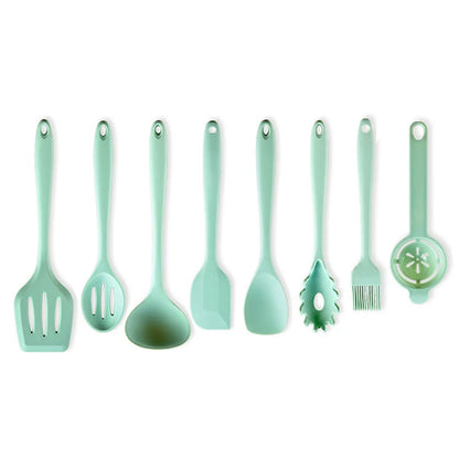 Green Heat Resistant Silicone Utensil Set for Non-Stick Cooking