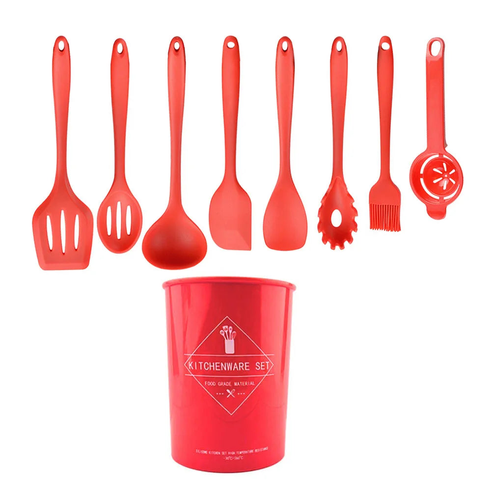 Green Heat Resistant Silicone Utensil Set for Non-Stick Cooking