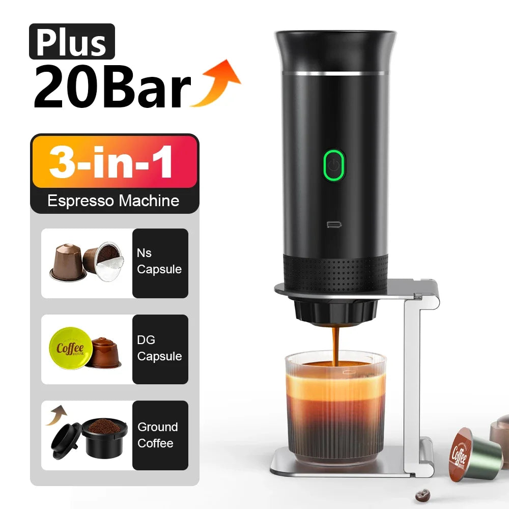 Wireless Electric Portable Espresso Coffee Machine 3-in-1 Travel Maker