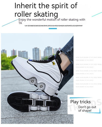 Unisex Automatic Retractable Roller Skates High Sneakers