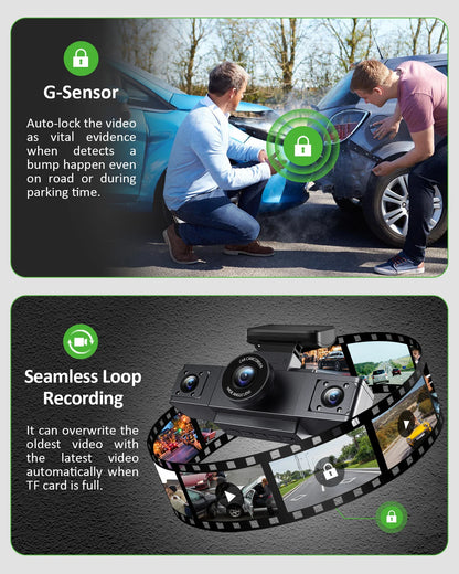 3 Channel Dash Cam Video Recorder with 24H Parking Monitor