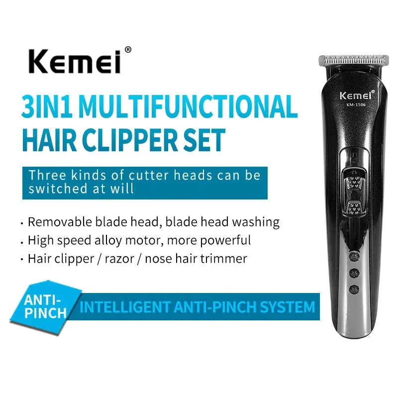 Kemei KM-1506 3 in 1 Rechargeable Electric Shaver