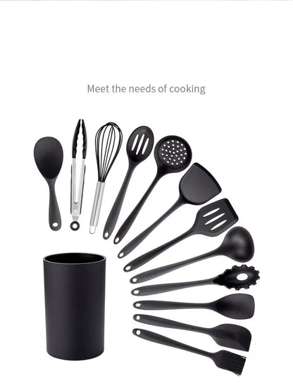 New Non-Stick Black Silicone Kitchen Utensils Set