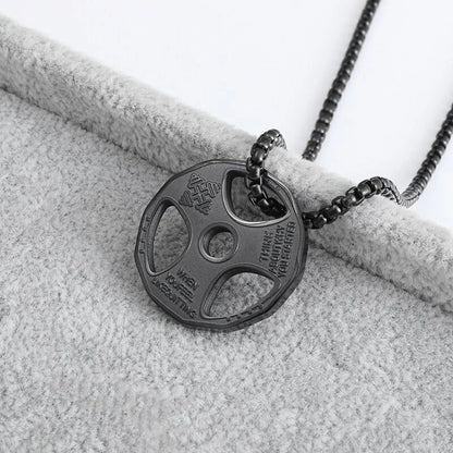 Titanium Steel Dumbbell Pendant Necklace for Muscular Men