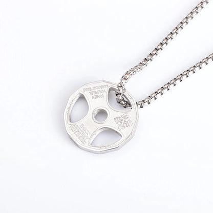 Titanium Steel Dumbbell Pendant Necklace for Muscular Men