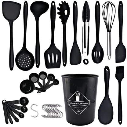New Non-Stick Black Silicone Kitchen Utensils Set