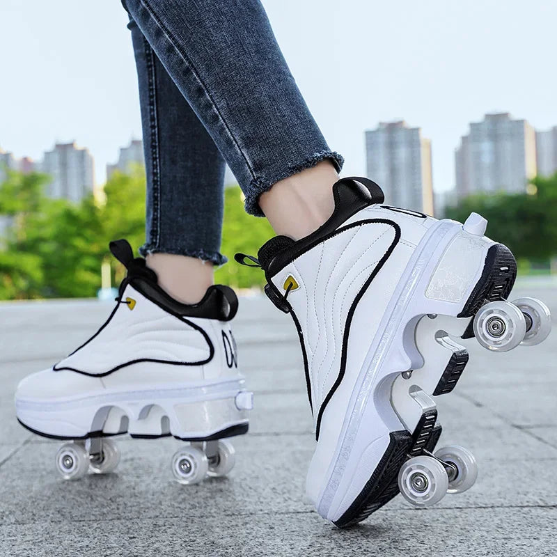 Unisex Automatic Retractable Roller Skates High Sneakers