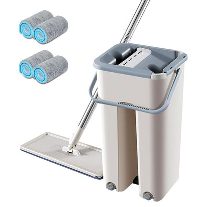 Hand Free Flat Mop and Bucket for Effortless Cleaning