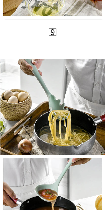 Green Heat Resistant Silicone Utensil Set for Non-Stick Cooking