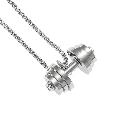 Titanium Steel Dumbbell Pendant Necklace for Muscular Men