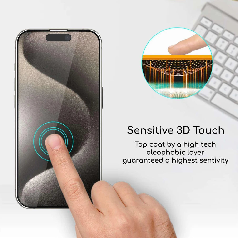 Clear Glass Film For iPhone 15 16 Pro Max Protector