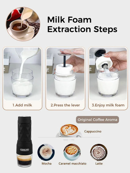Cafelffe 3 In1 Portable Coffee Machine Hot/Cold Water Manual Espresso Maker For Capsule &amp; Ground Hand Press Brewer hiking Travel