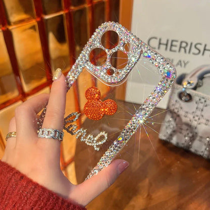 Bling Glitter 3D cute cartoon Diamond soft silicon phone case For iphone 15 14 13 12 11 Pro Max 7 8 Plus X XS XR MAX Clear Cover