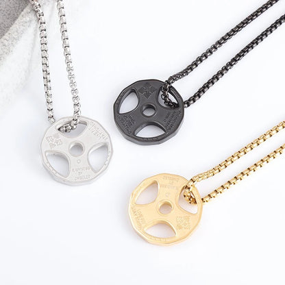 Titanium Steel Dumbbell Pendant Necklace for Muscular Men