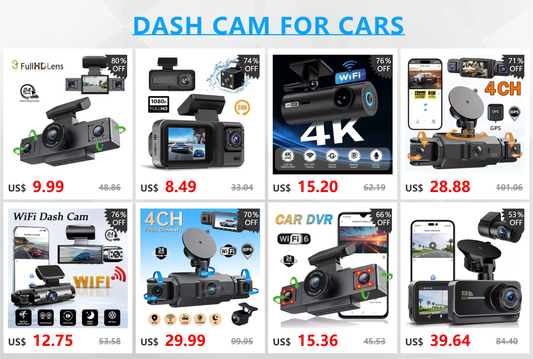 3 Channel Dash Cam Video Recorder with 24H Parking Monitor