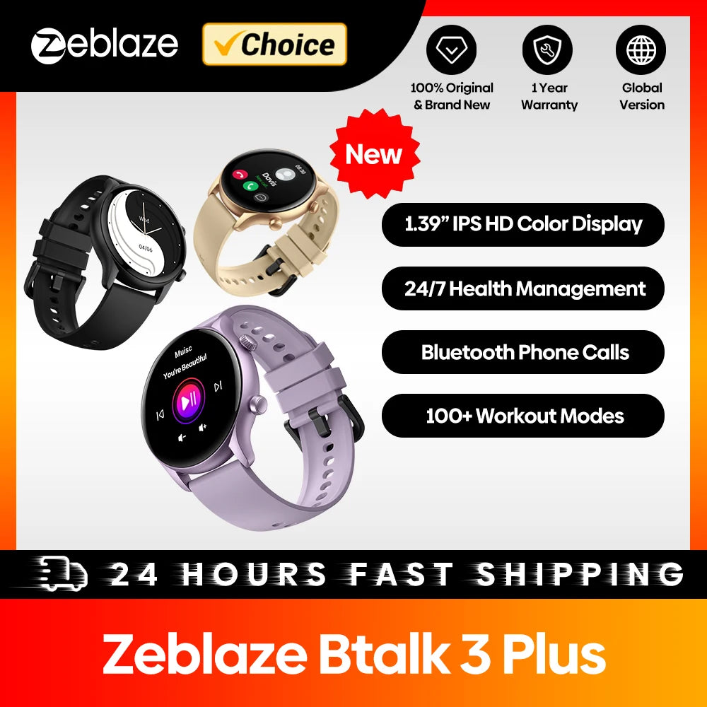 New Zeblaze Btalk 3 Plus Voice Calling Smart Watch 1.39&
