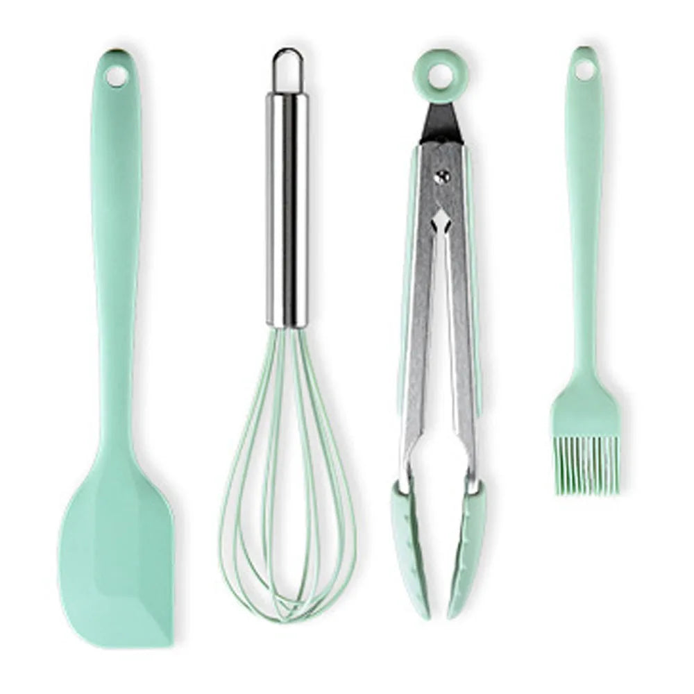 Green Heat Resistant Silicone Utensil Set for Non-Stick Cooking