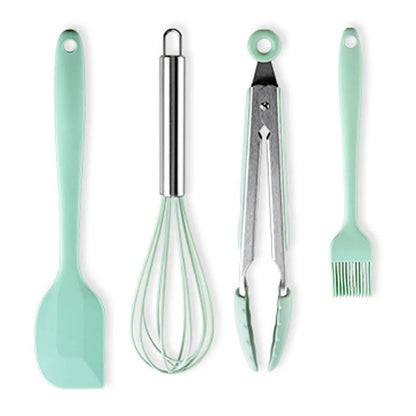Green Heat Resistant Silicone Utensil Set for Non-Stick Cooking