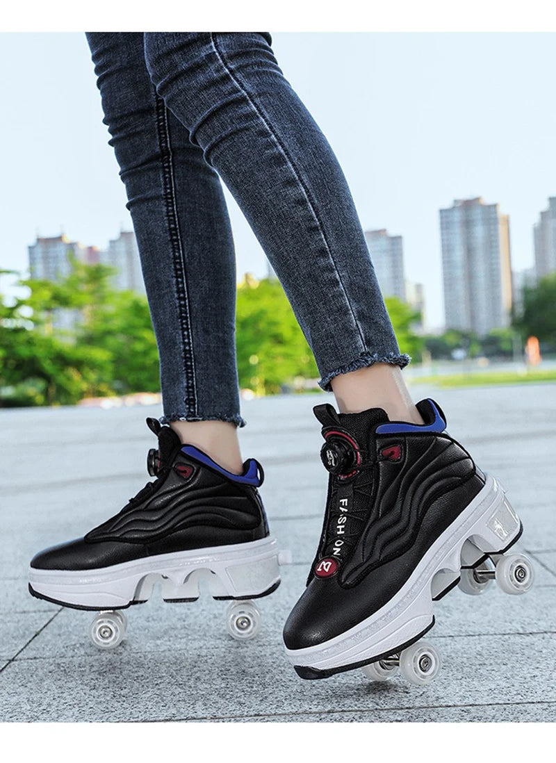 Unisex Automatic Retractable Roller Skates High Sneakers
