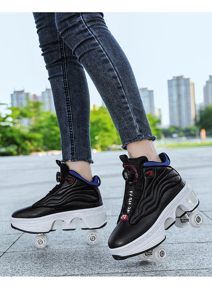 Unisex Automatic Retractable Roller Skates High Sneakers