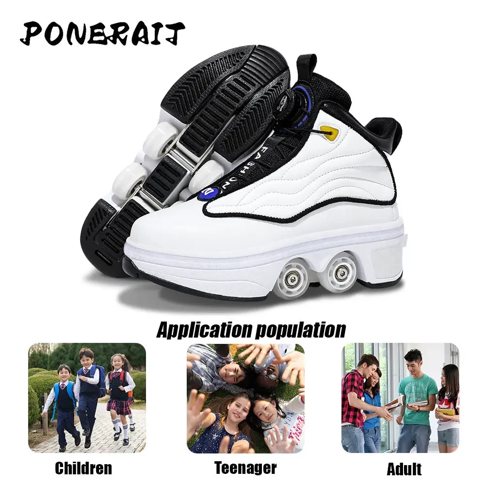 Unisex Automatic Retractable Roller Skates High Sneakers