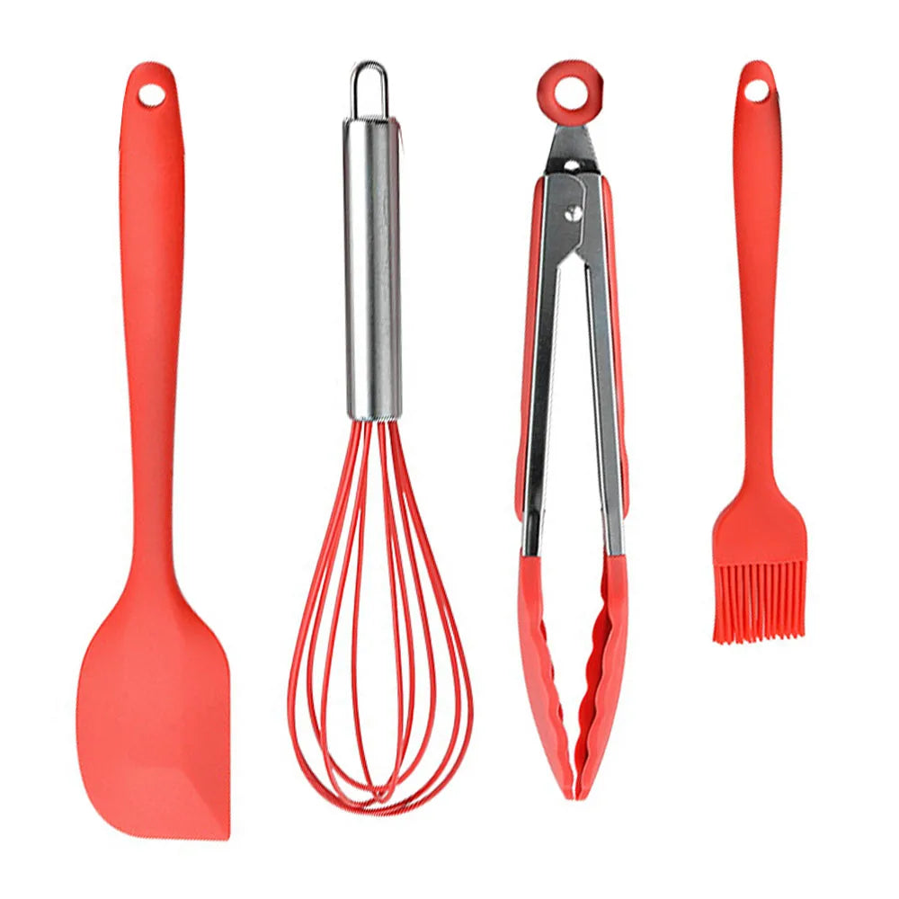 Green Heat Resistant Silicone Utensil Set for Non-Stick Cooking