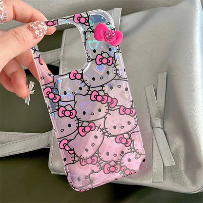 Sanrio Hello Kitty Full Screen KT Phone Case For iPhone 15 14 13 12 11ProMax 78Plus XR XS MAX MINI Y2K Girl Anti Fall Back Cover