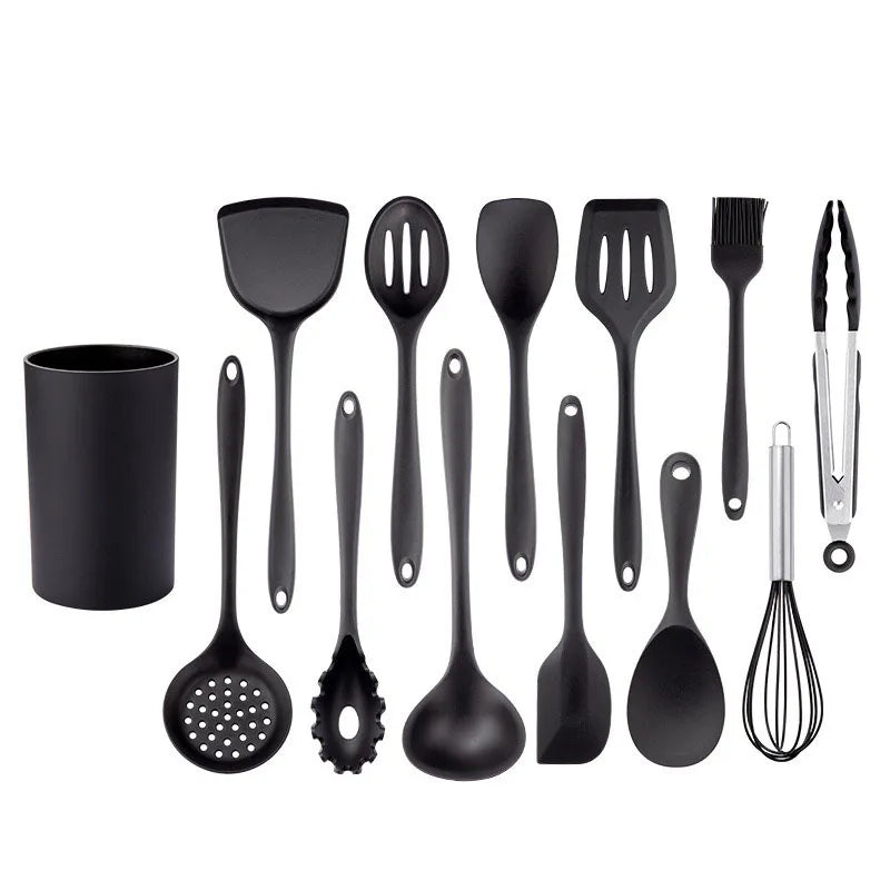 New Non-Stick Black Silicone Kitchen Utensils Set