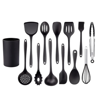 New Non-Stick Black Silicone Kitchen Utensils Set