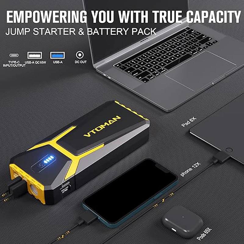 VTOMAN Power Bank 20000mAh Jump Starter 4500A Car Charger