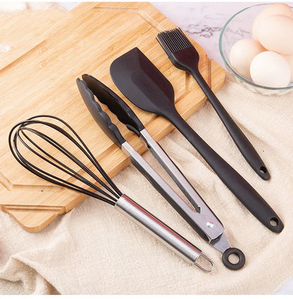 New Non-Stick Black Silicone Kitchen Utensils Set