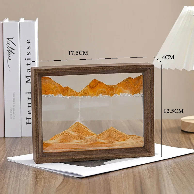 3D Rotatable Sandscape Moving Sand Art Picture Quicksand Hourglass Square Wooden Frame Flowing Sand Painting Home Decor Gifts