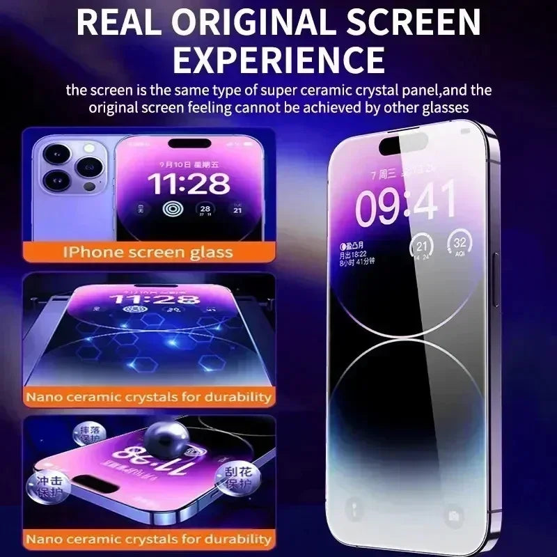 1-3Pc Oleophobic Coating Easy Installation Glass Protector for iPhone 16-11 Pro Max Mini XS XR