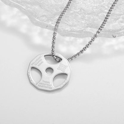 Titanium Steel Dumbbell Pendant Necklace for Muscular Men