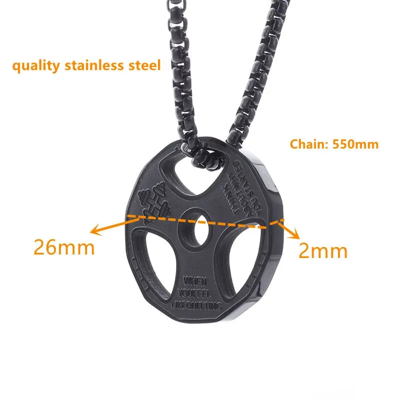 Titanium Steel Dumbbell Pendant Necklace for Muscular Men