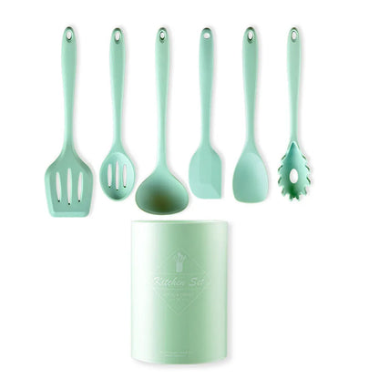 Green Heat Resistant Silicone Utensil Set for Non-Stick Cooking