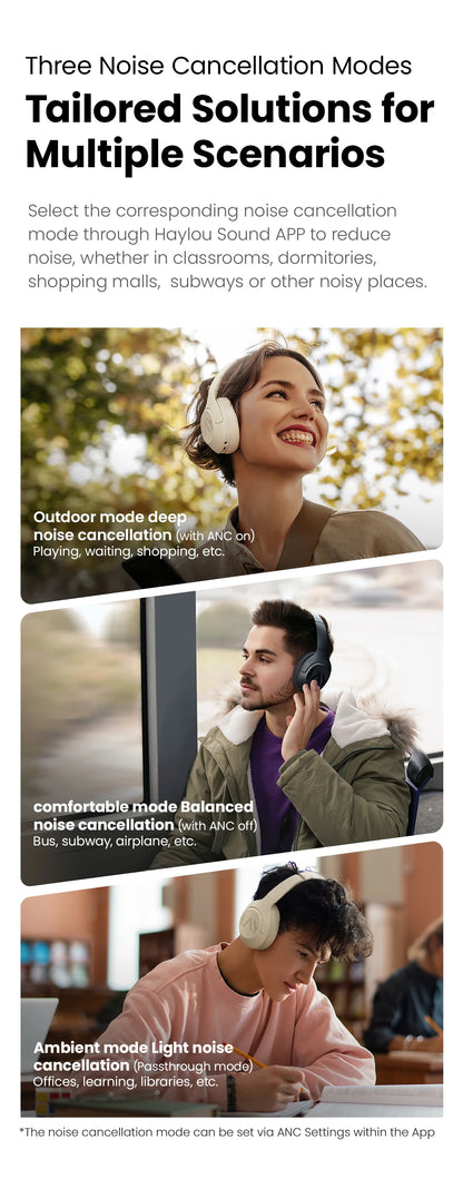 HAYLOU S30 Wireless Bluetooth 5.4 Headphones 80H Playtime