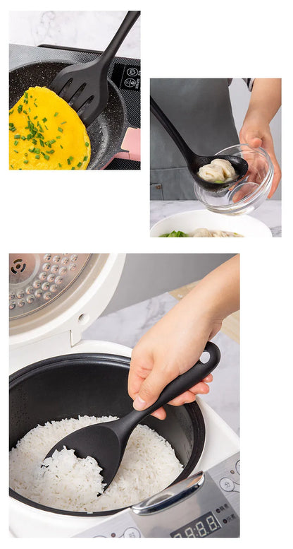 New Non-Stick Black Silicone Kitchen Utensils Set