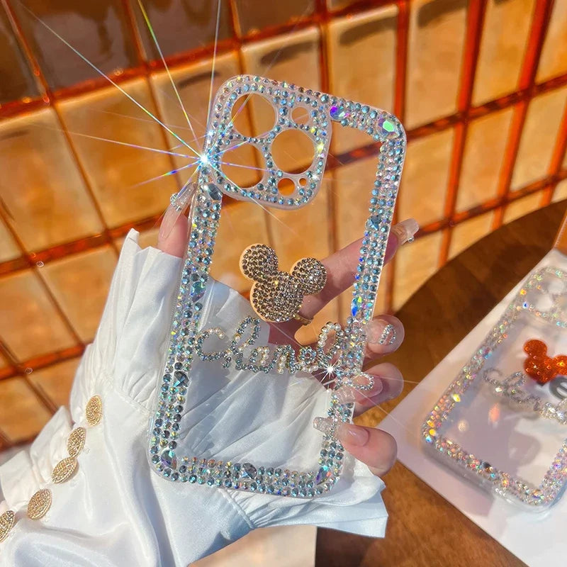 Bling Glitter 3D cute cartoon Diamond soft silicon phone case For iphone 15 14 13 12 11 Pro Max 7 8 Plus X XS XR MAX Clear Cover