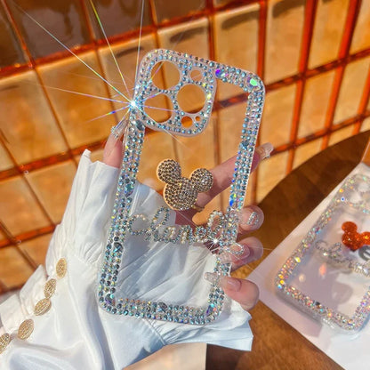 Bling Glitter 3D cute cartoon Diamond soft silicon phone case For iphone 15 14 13 12 11 Pro Max 7 8 Plus X XS XR MAX Clear Cover