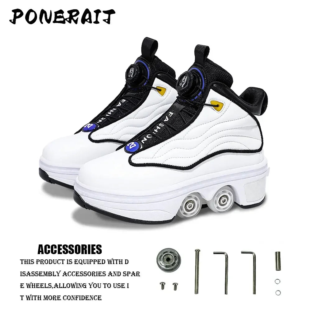 Unisex Automatic Retractable Roller Skates High Sneakers