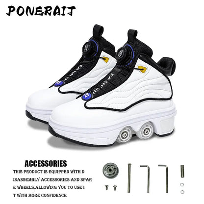 Unisex Automatic Retractable Roller Skates High Sneakers