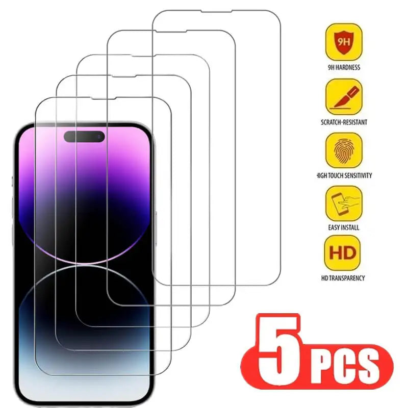 Tempered Glass for iPhone 14 Pro 15 16 Screen Protector